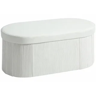 Homcom Sitzbank mit Stauraum Weiß 76/38/35 cm , Creme , Textil , 38x35x76 cm , Esszimmer, Bänke, Sitzbänke