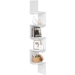 Wintem - Weißes Eck-Bücherregal, 5 Ebenen, platzsparend, modernes Wandregal für Küche, Bad und Schlafzimmer, vertikales Regal für die Organisation zu Hause