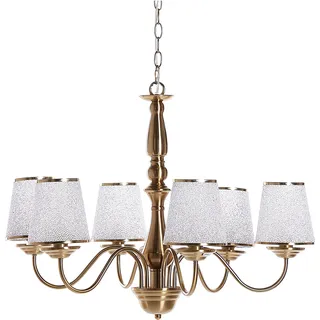 BELIANI Kronleuchter Messingfarben Metall und Acrylglas 6-flammig Klassischer Stil Hängeleuchte für Wohnzimmer Esszimmer - Gold