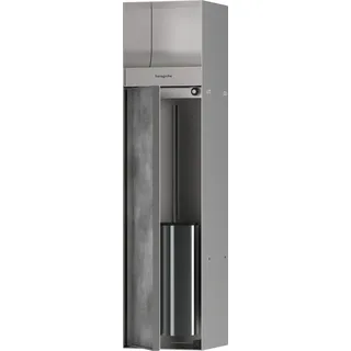 hansgrohe XtraStoris Rock Toilettenbürstenhalter mit Toilettenpapierhalter, Einbau, befliesbare Tür, 145x140x595mm, 56062800, Farbe: Edelstahl gebürstet