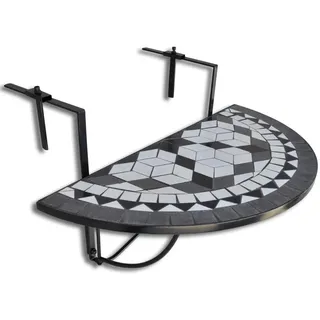 vidaXL Balkonhängetisch Mosaik Schwarz und Weiß - Schwarz