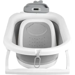 Kinderbecken aus PP + PTE rutschfeste faltbare Badewanne für Babys Platzsparendes Bad für Neugeborene (Blatt) 43 x 18 x 86 cm - Grau