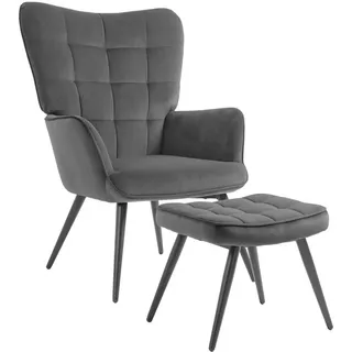 Homcom mit Hocker Sessel, Loungesessel mit Samtoptik Modern Relaxsessel Fernsehsessel, Polstersessel für Wohnzimmer, Schlafzimmer,