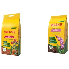 Seramis Pflanz-Granulat für alle Zimmerpflanzen, 15 Liter – Pflanzen Tongranulat, Blumenerde Ersatz zur Wasser- und Nährstoffspeicherung, Gelb & Spezial-Substrat für Orchideen, 2,5 l, Gelb