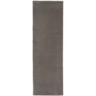 carpetfine Gabbeh Lola Uni Wollteppich 60 x 180 cm Grau