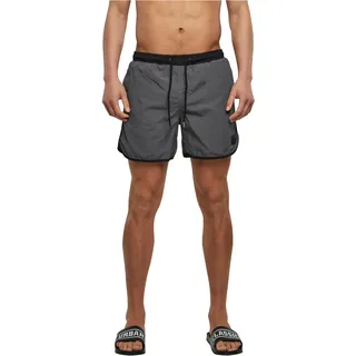 Urban Classics Herren Badehose Retro Swimshorts, Retro Badehose für Männer, mit Kordelzug, Black/darkshadow, XXL