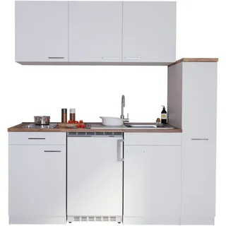 Respekta Küchenzeile Economy 180 cm Weiß/Nussbaum