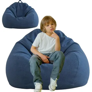 Indoor Sitzsack mit EPS-Perlenfüllung, Pof, Relaxstuhl, Sitzkissen, Bodenkissen, Bean Bag (M, Marineblau) - Blau