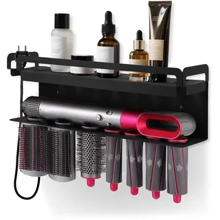 iulrtba Föhn Halterung für Dyson Airwrap Zubehör, Föhnhalter Wand Ohne Bohren, Wandhalterung Halter für 7 In 1 Styler Lockenstab Zubehör, Glätteisen Halterung für Bad (Schwarz)