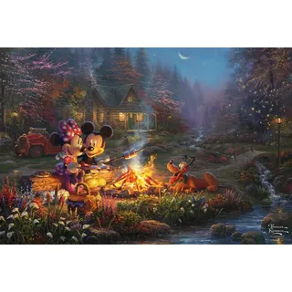 Schmidt Spiele Schmidt 56558 - Disney, Mickey and Minnie Sweetheart Campfire, Puzzle mit Poster, 200 Teile aus NATPAX® Graspappe