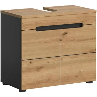xonox.home Badezimmer Canu Waschbeckenunterschrank Badunterschrank Waschbecken Unterschrank Schrank Waschtisch Unterschrank in Front Basalt grau Nb. Korpus Artisan Nb.,ca.63x55x34cm