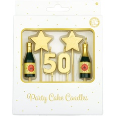 PD-Party 7050017 Geburtstag Kuchen Kerzen | Birthday Cake Candles | Partei Dekoration - 50 Jahre, Gold, 1cm Länge x 3cm Breite x 9cm Höhe