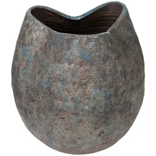 Romimex Blumentopf, Blau, Terrakotta, 26 x 26 x 26 cm, Antik-Finish