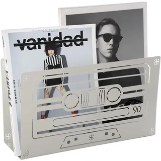 FISURA - Dekorativer Zeitungsstände "Kassette". Moderner grau Zeitschriftenständer. Zeitschriftensammler Metall im Industriestil 41 x 11 x 21,5 Zentimeter.