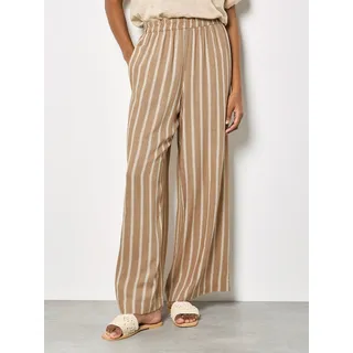 Apricot Palazzohose "Weite gestreifte Hose aus Leinenmischung" mit Streifen, stein