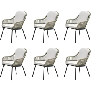 Garden Impressions TRITON 6er-Set Rope Alu Loungesessel Gartenstuhl sand
