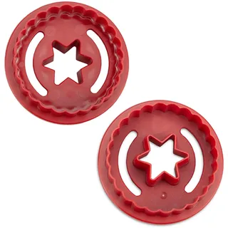 Städter Linzer Ausstecher Spitzbub Stern gewellt doppelseitig Kunststoff ABS Rot, Durchmesser: 5,5cm, Höhe: 3cm, 954121