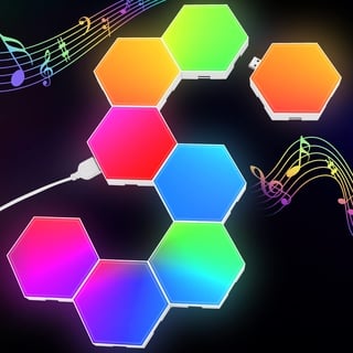 Hexagon RGB LED Panel - LED Sechseck Gaming Wandleuchte Smart LED Panel Lichter Musik Sync Licht Panels Modular Lampe Gaming Geschenke für Gamer Room Deko (8 Pack)