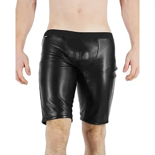 Bockle® Long Leather Lamm Boxer kurze Lederhose Leder Shorts , M - Schwarz