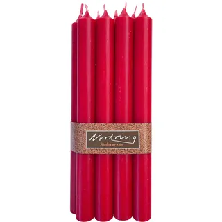 Nordring 8 Stabkerzen Rustik Rot 2,2 x 18 cm hoch durchgefärbt RAL-zertifiziert