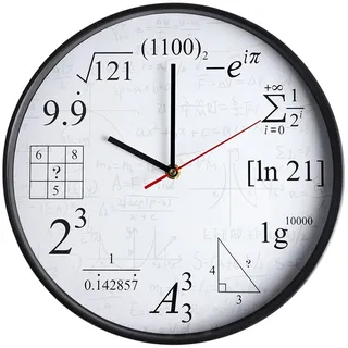 HUOMAQFAN Wanduhr, Deko Mathematik, 12 Zoll Nicht haftende stille Quarz-Mathe-Gleichung dekorative Uhren, lustige mathematische Formeln Uhr für mathematikerHaus Schule Büro