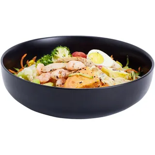 Swuut 25.5cm Große Servierschüssel, 2.8 Quart Salatschüssel, Keramik Schwarz Pasta Schüssel, Robust Mischschüsseln, Matte Soup Bowl for Family Kitchen,Microwave & Dishwasher Safe (Schwarz)