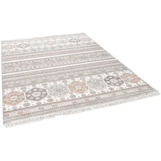 THEKO Wollteppich »Imperial Schaal - 1719« rechteckig 10 mm Höhe reine Wolle, handgeknüpft, mit Fransen, auch als Läufer, weiß