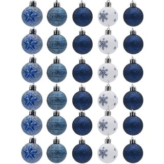 URFEDA Weihnachtskugeln Blau Set 30 - Weihnachtsbaum Kugeln 4cm Weihnachtskugeln Kunststoff Matt Christbaumkugeln Christbaumschmuck Anhänger Baumschmuck Weihnachten Weihnachtsbaumkugeln Weihnachtsdeko