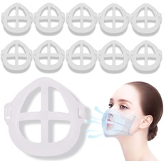 2020 Neue 3D-Halterung, Halterung zum Schutz des frischen Lippenstifts, Nasenschutz, atmungsaktiv, Halterung, hilft beim Atmen ohne Probleme, Weiß 10 Stück