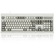 Perixx PERIBOARD-106M, USB-Kabelgebundene Tastatur in Vollformat mit ergonomischen Design, Retro/Vintage Design, grau/weiß