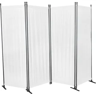 Angerer Paravent 4-TLG., Sicht- & Sonnenschutz, Raumtrenner, Innen & Outdoor Büro Balkon/Terrasse, Schlafzimmer, Garten, Made in Germany, abwischbare Bezüge, PE weiß