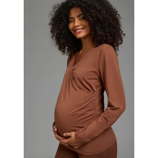 Neun Monate Umstandsshirt "Stillshirt mit praktischem Ausschnitt" Umstands-Shirt für Schwangerschaft und Stillzeit, braun