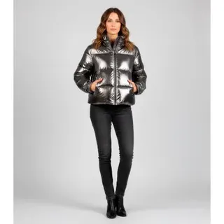 Michael Kors für Damen. MF520ITFFG Metallic Short Down Jkt (S), Lässig, Grau, Polyester