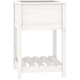 Pflanzkübel mit Ablage Weiß 54x54x81 cm Massivholz Kiefer - Weiß