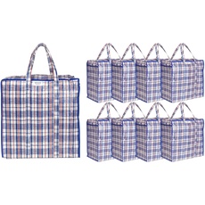 Josephine Osthoff robuste Aufbewahrungstasche bis 20kg, wasserabweisend und strapazierfähig für Umzug, Einkaufstasche mit Reißverschluss, Wäschesack für Kleidung, Decken, Kissen, Farbe:blau 9 Stück