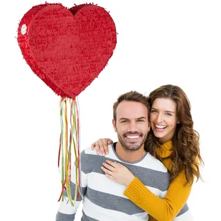 Relaxdays Herzpinata , Wellpappe, Papier , 50.5x45x10 cm , Dekoration