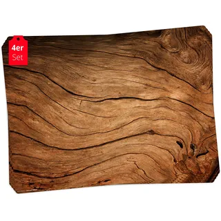 Tischset | Platzset abwaschbar - Rustikales Holz für Landhausromantik - 4 Stück aus erstklassigem Vinyl (Kunststoff - BPA-frei) - utschfeste Tischunterlage - Tischmatte - Made in Germany