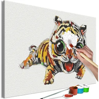 Vlies Malen nach Zahlen - Sweet Tiger 60x40 cm Für Kinder n-A-1573-d-a