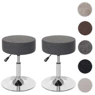 2er-Set Hocker HWC-C22, Sitzhocker Schminkhocker, höhenverstellbar Ø 35cm ~ Textil, grau