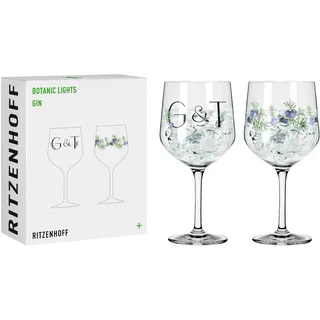 RITZENHOFF 3881001 Gin-Glas 700 ml - 2er-Set - Serie Botanic Lights - 2 Kelche mit Motiv und Spruch - Made in Germany