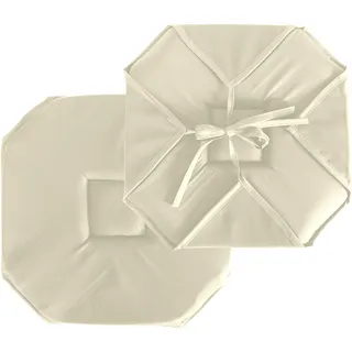 Enjoy Home Stuhlkissen mit Klappdeckel Basic – Befestigung durch Schlaufen – 100% Polyester – Stoff Oeko-Tex-Zertifiziert – 40 x 40 cm – Farbe Ecru