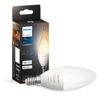 Philips Hue White Ambiance E14 Lampe Einzelpack 470, dimmbar, warm- bis kühlweißes Licht, steuerbar via App, kompatibel mit Amazon Alexa (Echo, Echo Dot), 1er Pack