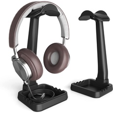 Headset/Kopfhörer Ständer mit eingebauter Kabelführung und Handyhalterung,Klearlook(Hohe Stabilität/Multifunktional) Universaler Headset Halter für Gaming Headsets für einen aufgeräumten Tisch,Schwarz