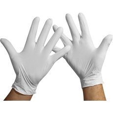 KMINA - Nitrilhandschuhe XL (x1 Pack 100 Stück), Einweghandschuhe XL, Nitrilhandschuhe Weiß XL, Einweghandschuhe Nitril, Einmalhandschuhe Latexfrei, Handschuhe Nitril Weiß