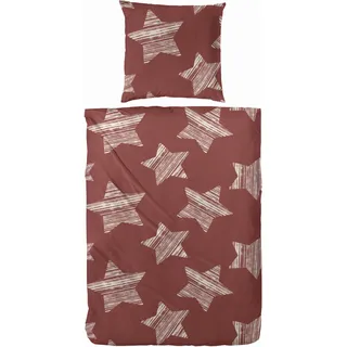 Primera Bettwäsche »Feinbiber-Bettwäsche Stars« 2 Stk. tlg. mit winterlichen Sternen, rot