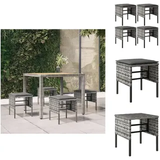 vidaXL Gartenhocker mit Kissen 4 Stk. Grau Poly Rattan - Gartensofaelemente - Grau