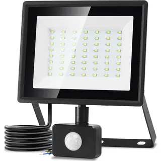 Aigostar 50W LED Strahler mit Bewegungsmelder Außen,4300LM 6500K Kaltweiß Außenstrahler,IP65 Wasserdicht Scheinwerfer, Aussenleuchte für Garten,Innenhöfe, Garage,Hotel