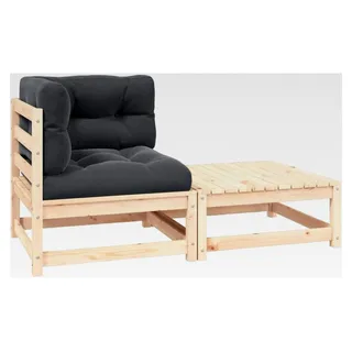 Garten Lounge Set 2-teilig, Sitzgruppe für Garten, Terrasse und Balkon, Modulares Sofa mit Kissen, Loungemöbel aus Kiefernholz