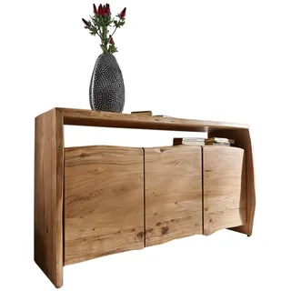 DeLife Kommode Live-Edge Akazie Natur 145 cm 3 Türen 1 Fach Sideboard