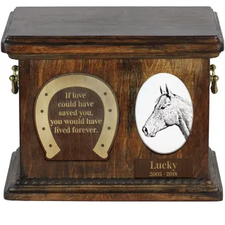 Holsteiner Pferd - Eine Urne für die Asche eines Pferdes, eine Urne für ein Pferd mit Foto, personalisierte Tierasche-Box von Art-Dog.
